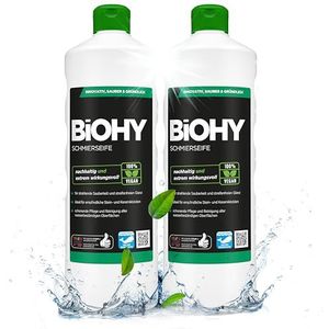 BiOHY Zachte zeep (2 x 1l Fles) | Vloerreiniger CONCENTRATE | Natuurlijke ingrediënten | toepasbaar op alle gevoelige oppervlakken | rubber, linoleum,PVC (Schmierseife)
