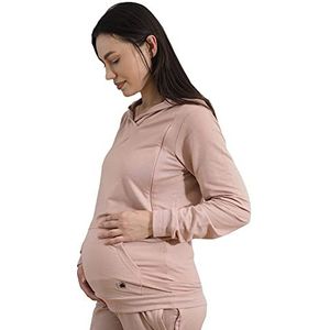 Mamatoto Zwangerschaps verpleging hoodie zacht gevoel zwangerschap en borstvoeding sweatshirt met kangoeroezak, Dusty Roze, 38