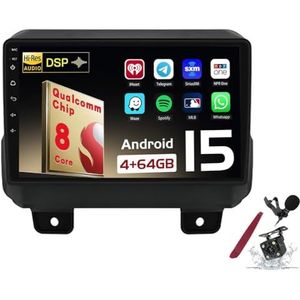 Android 15 Autoradio Sat Navi voor J-eep Wrangler (2018-2019) 9 Inch Touchscreen Multimedia Speler met Draadloze Carplay GPS Navigatie FM RDS Bluetooth 5G-WiFi SWC DSP,M150s