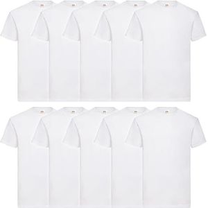 Fruit of the Loom Origineel T-shirt voor heren (verpakking van 10 stuks), wit + Myshirt stoffen zak, M