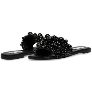 Steve Madden Knicky platte sandaal voor dames, zwart, maat 36 EU, Zwart, 41 EU