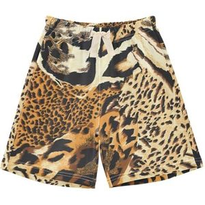 Anantty Korte broek voor jongens, wilde tijger, luipaardprint, uniseks, katoenen shorts voor peuters en baby's, casual zomersportshorts, Meerkleurig, 5 jaar