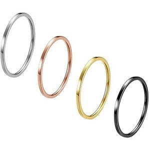 Dames 1 mm ultradunne stapelbare ring roestvrij staal gewone ringknokkel for dames meisje maat 3-10 (Color : Rose gold_3)