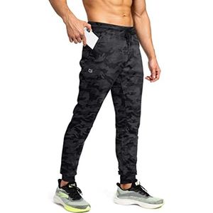 G Gradual Joggingbroek voor heren met ritszakken, atletische broek, Traning Track Pants Joggers voor heren, voetbal, hardlopen, workout, Grijze Camo, S