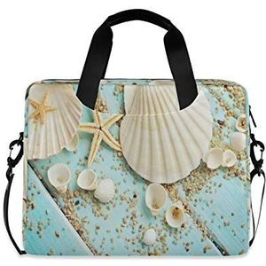 JNlover strand hout zeesterren Seashell laptoptas 16 inch, draagbare mouw aktetas laptop case notebook computer draagtas tas voor vrouwen mannen