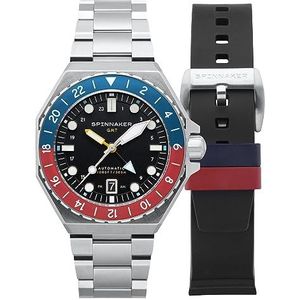 Spinnaker Heren 44mm Dumas Harbour Japans automatisch horloge met massief roestvrij stalen armband SP-5119, Kobalt Crimson