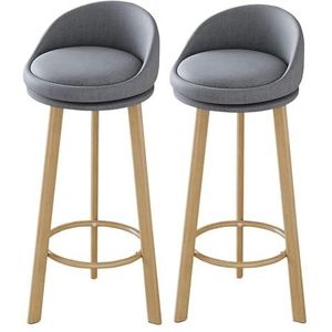 Barkrukken Set van 2 barkrukken op tegenhoogte, stoelen met gestoffeerde ronde zitting en voetensteun van houten poten, draaibare barkrukken met rugleuning Meubilair (Size : 70CM)