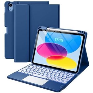 Toetsenbordhoes voor iPad (A16) 11e/10e Generatie, 7 Kleuren Achtergrondverlichting, Afneembare Toetsenbordhoes voor iPad A16 11 Inch 2025 10e Generatie 10,9 Inch 2022,Blauw