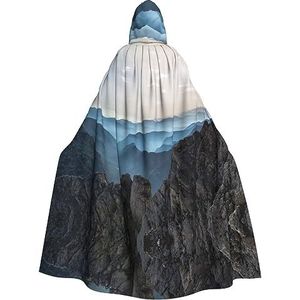 VACSAX Uniseks mantel met capuchon, rock, berg, print, cape voor volwassenen, cape met capuchon, cosplay, cape voor Halloween