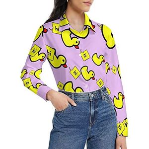 Hi Yellow Duck damesshirt met lange mouwen en knoopsluiting casual werkshirts tops 5XL
