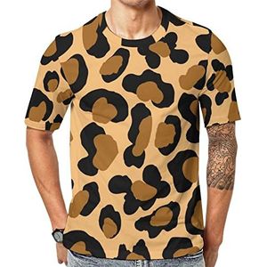 Luipaard Cheetah Wild Cat Spots Patroon Mannen Korte Mouw Grafische T-shirt Ronde hals Print Casual Tee Tops 4XL