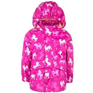 Fringoo Regenjas voor kinderen van 2-8 jaar, waterdichte outdoorjas met warme fleecevoering en capuchon, voor jongens en meisjes, lichtgewicht en machinewasbaar, Eenhoorns, 6-7 jaar