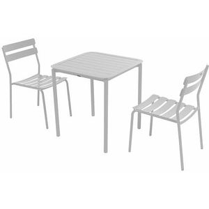 Oviala Vierkante terrastafel (70 x 70 cm) en 2 stoelen, wit
