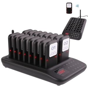 Draadloos Afhalen Van Eten - 500 M Afstand, Restaurantpager - 24 Uur Standby, Met 16 Ontvangers, 3 Oproepmodi, Voor Fastfoodrestaurants, CaféS, Food Courts, 998 Kanalen,Black