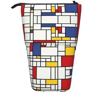 Nbtghga Abstract Patroon Print Potlood Telescopische Klassieke Kunsten Stand Up Potlood Case Organizer Potlood Houder Make-up Tas Gift, Zwart, Eén maat