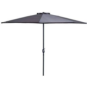 Outsunny parasol zwengel parasol tuinparasol parasol marktparasol metaal halfrond grijs + zwart