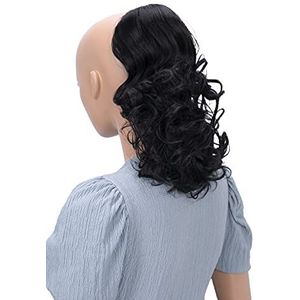 CAISHA 30cm Haarstukje Vlecht Paardenstaart Haarextensies Volumineus Golvend Natuurlijk Zwart PH5