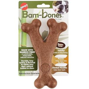 SPOT Bam-Bones Wishbone - Gemaakt met sterke bamboevezel, duurzame langdurige hondenkauwen voor lichte tot matige kauwers, geweldig speelgoed voor volwassen honden en tandjes krijgen puppy's onder 30
