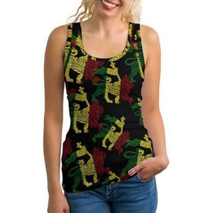 Rasta Lion - One Love Tanktop voor dames, mouwloos T-shirt, pullover, vest, atletisch, basic shirts, zomer bedrukt