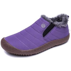 Men's Waterproof Warm Plush Lined Outdoor Snow Ankle Boots,Anti-Slip Slip-on Lightweight Winter Shoes (Color : Purple, Size : EU 49)