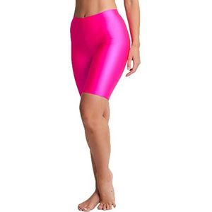 undercover lingerie Womens glanzende super rekbare lycra legging fietsen dans shorts, Neon Roze, XXL