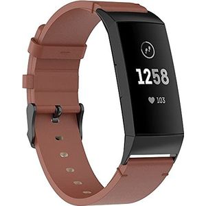 Chainfo Genuine Leather Watch Strap compatibel met Fitbit Charge 4 / Charge 4 SE/Charge 3 SE/Charge 3, Leather Sweatproof Band With Secure Metal Buckle (Pattern 1)