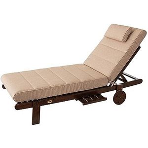 PillowPrim Matras voor tuinmeubilair, voor ligstoel, balkon, buiten, ligstoelkussen met hoes, 204 x 60 cm, beige
