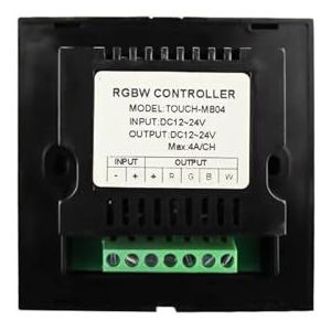 KanaAt LED Touch Panel Controller LED Dimmer RGB RGBW Wandschakelaar DC 12V 24V 12A 3/4 kanaals LED-controller voor LED-lichtstrips (kleur: RGBW, maat: 12V)