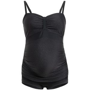 Herzmutter Zwangerschap Tankini Zwemmode - Zwanger Tweedelig Badpak - Bandeau Tankini Set - Gestreept Patroon Gestippeld - UV-bescherming 50-7000 (Zwarte Stippen, XXL)