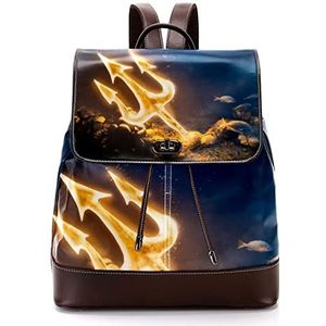 Gepersonaliseerde casual dagrugzak tas voor tiener zee brand drietand schooltassen boekentassen, Meerkleurig, 27x12.3x32cm, Rugzak Rugzakken