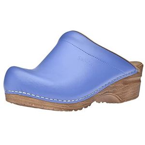Sanita Sandra Mule Clog | Original Handmade Flexible Leather Clog for Women | Maximum stability | Anatomical shaped footbed with soft foam | Shock absorbing heel | Blauw | 41 UK