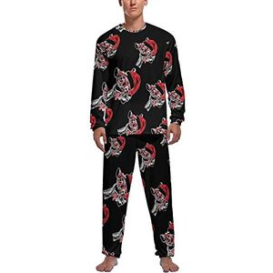 Grappige kerst eland zachte heren pyjama set comfortabele lange mouwen loungewear top en broek geschenken S