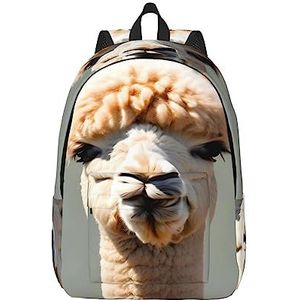 Alpaca Avatar canvas plunjezak met grote capaciteit en verstelbare schouderbanden voor school buitensporten, Zwart, M