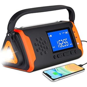 Draagbare AM FM-zonneradio Noodradio Handslinger Telefoonoplader met led-zaklamp 4000 mAh USB Power Bank en SOS-alarm Noodgebruik voor kamperen Wandelen