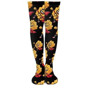 Super Hero Kip Nuggets Knie Hoge Sokken Print Lange Kousen Tube Sokken Over De Knie Sokken Casual Strakke Hoge Kousen Boot 53cm