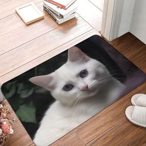 Witte kat print deurmat 60 x 40 cm antislip indoor outdoor mat welkom mat wasbaar deurmat voor entree deurmatten absorberende flanellen badmatten