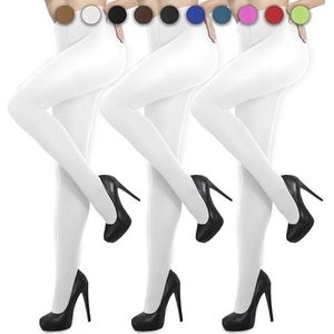 sesto senso 3 stuks panty voor dames, ondoorzichtig, 50 denier, microvezel, 3D, 3 stuks - wit, XL