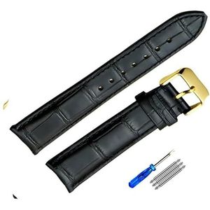 dongriuk Horlogeband van echt leer voor Tissot herenhorloge(Black-gold,20mm)