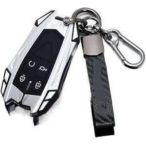 Sleutelbehuizing houder Autosleutel Cover Shell Sleutel Beschermhoes Accessoires Sleutelhanger Voor Changan CS35PLUS CS55PLUS CS75PLUS 2019 Zinklegering + Siliconen Sleutelbehuizing(Silver)