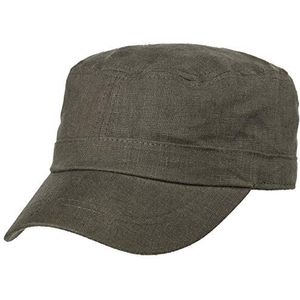 Lipodo Linnen Armypet Dames/Heren - zomer cap met klep Klittenbandsluiting voor Lente/Zomer - One Size olijfgroen
