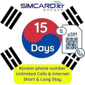 eSIM Korea: onbeperkt bellen en surfen - prepaid eSIM voor Korea met Koreaans telefoonnummer (15 dagen)