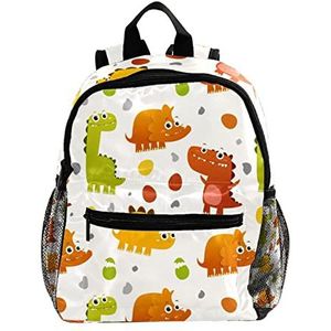 Leuke Mode Mini Rugzak Pack Tas Clolorful Mooie Catoon Dinosaur-01, Meerkleurig, 25.4x10x30 CM/10x4x12 in, Rugzak Rugzakken