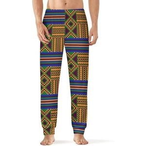Afrikaanse Kente Print Mannen Slaap Pyjama Lounge Broek Rechte Fit Slaap Bodems Zachte Lange Pj Broek Nachtkleding
