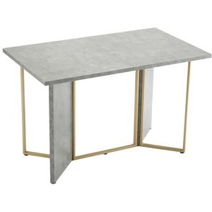 DUlVBPE 70 x 119 cm eettafel (1 stuk), moderne eettafel in cementkleur, stijlvolle metalen beendecoratie, eenvoudig ontwerp, geschikt voor eetkamer en woonkamer, duurzaam en slijtvast, licht