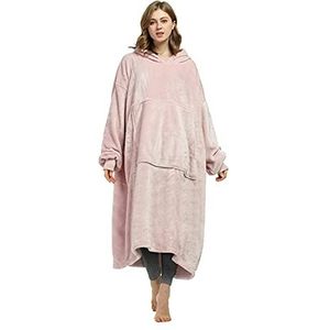Catalonia Classy Lange Zachte Hoodie Deken, Gezellige Geschenken Voor Haar, Fleece Warme Draagbare Deken, Oversized Hoody voor Volwassenen Mannen Vrouwen, Roze