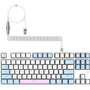 MAMBASNAKE AJAZZ AK873 Bedraad Hot Swappable Mechanisch Toetsenbord, Opgerolde Kabel, 22 RGB Backlit, Klassieke 3 Kleur PBT Drijvende Keycaps, 87% TKL Met Afneembare Magneet Cover, Custom DIY