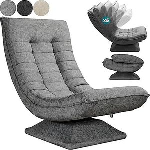 CASARIA® Fauteuil Verstelbaar 360° Draaibaar Klapbaar Max. 150 kg 58x57x84cm Stof Woonkamer Gamen Bank Stoel Zetel Grijs