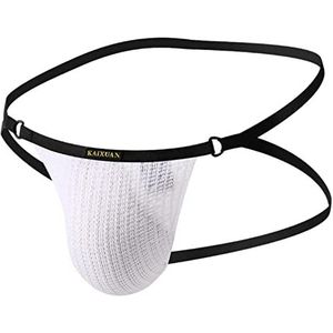 CHOUBAGUAI Mannen Ondergoed String Sexy Jockstrap Mini Slipje Katoen Mesh Gebreide String Pouch Homme Onderbroek-wit, M