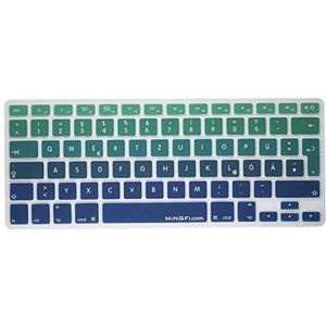 MiNGFi Duits QWERTZ Silikon toetsenbordbeschermer compatibel met MacBook Pro/Air (2008-2015) model A1278 A1286 A1369 A1398 A1425 A1466 A1502 EU/ISO toetsenbordindeling - Groen naar Blauw