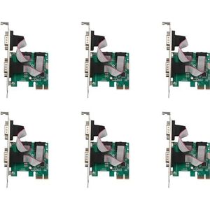 Goufride 6X PCI-E PCI Express Dual Serial DB9 RS232 2 Poorten Controller Adapter Kaart Groen
